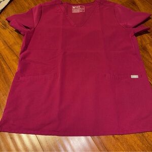 FIGS Raspberry Red/PINK SCRUB TOP - SIZE XL